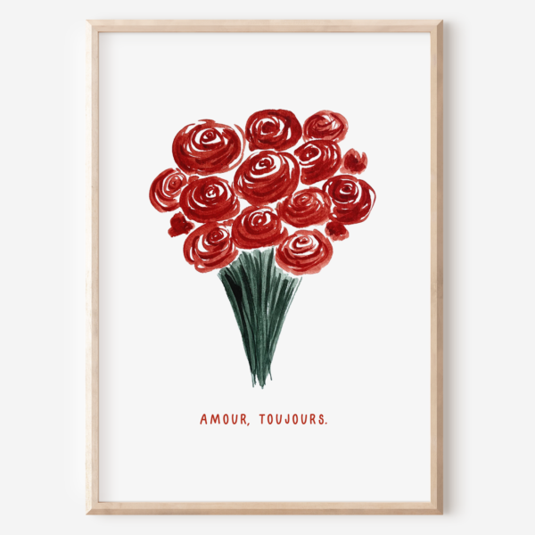 affiche bouquet rose aquarelle