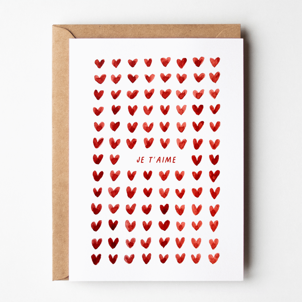 carte coeurs aquarelle