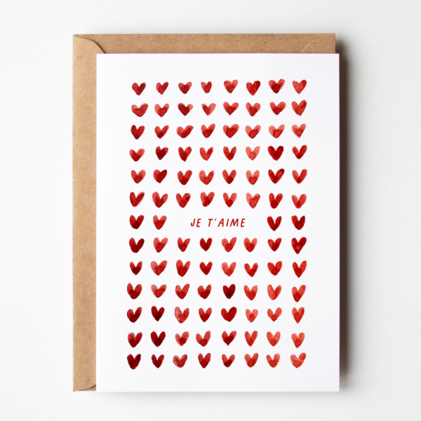 carte coeurs aquarelle
