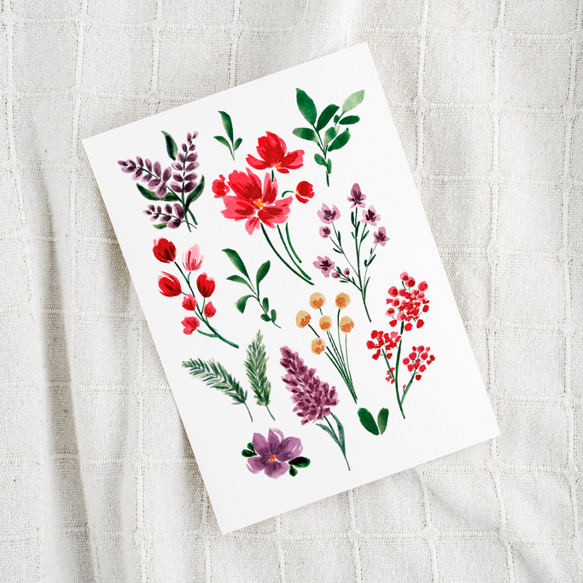 carte herbier aquarelle