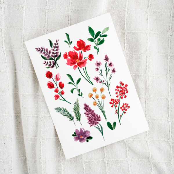 carte herbier aquarelle