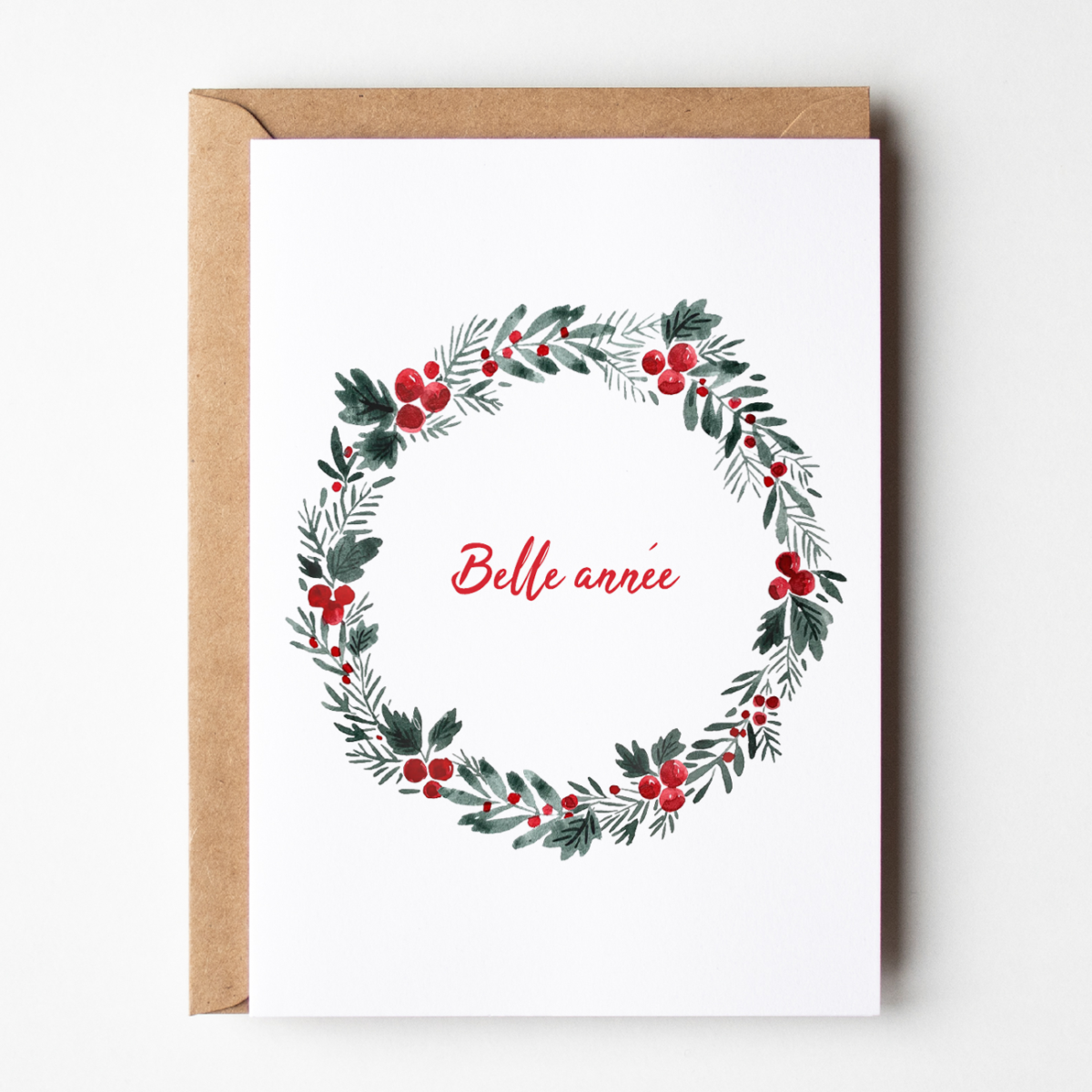 carte de voeux couronne de noel