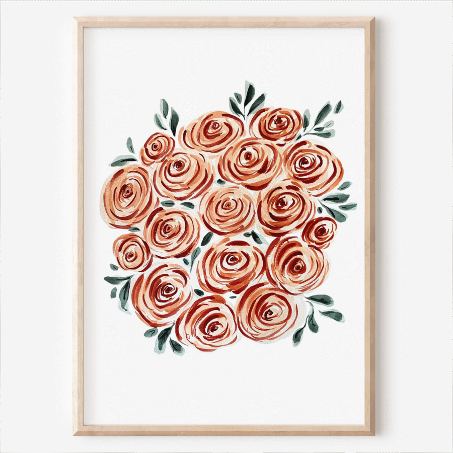 affiche aquarelle roses