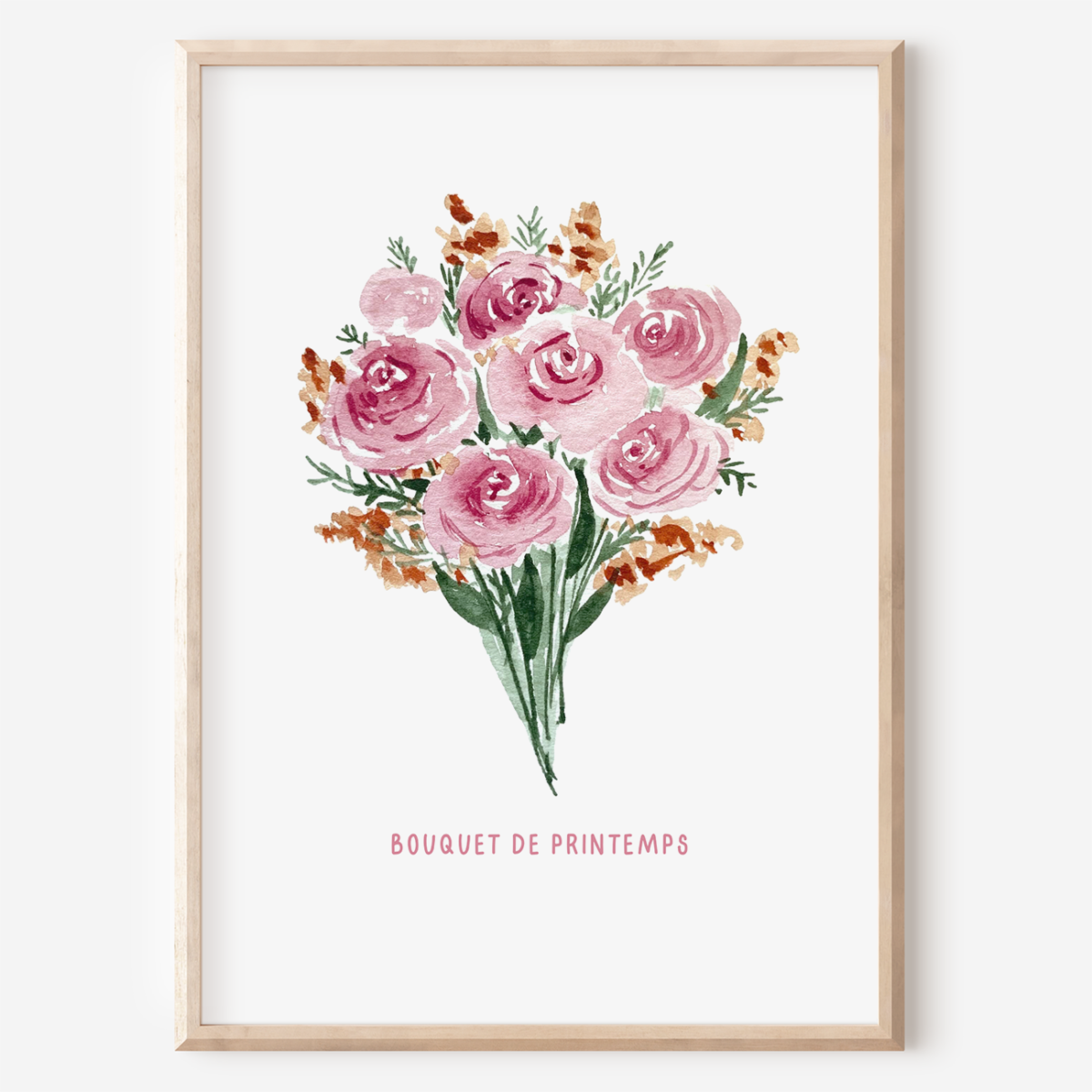 affiche aquarelle bouquet de roses