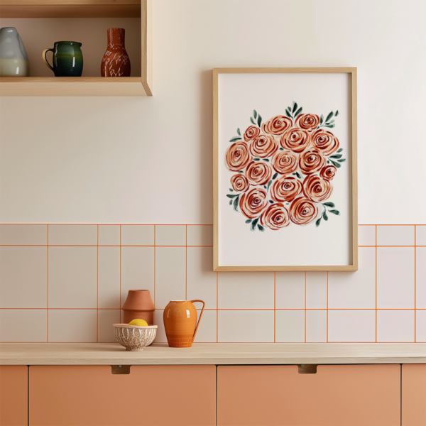 affiche aquarelle bouquet de roses