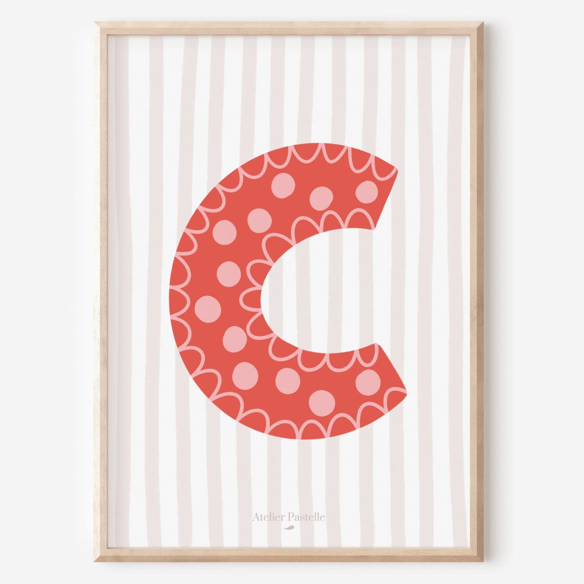 Affiche lettre C motif pois rouge - collection Les Petites Initiales