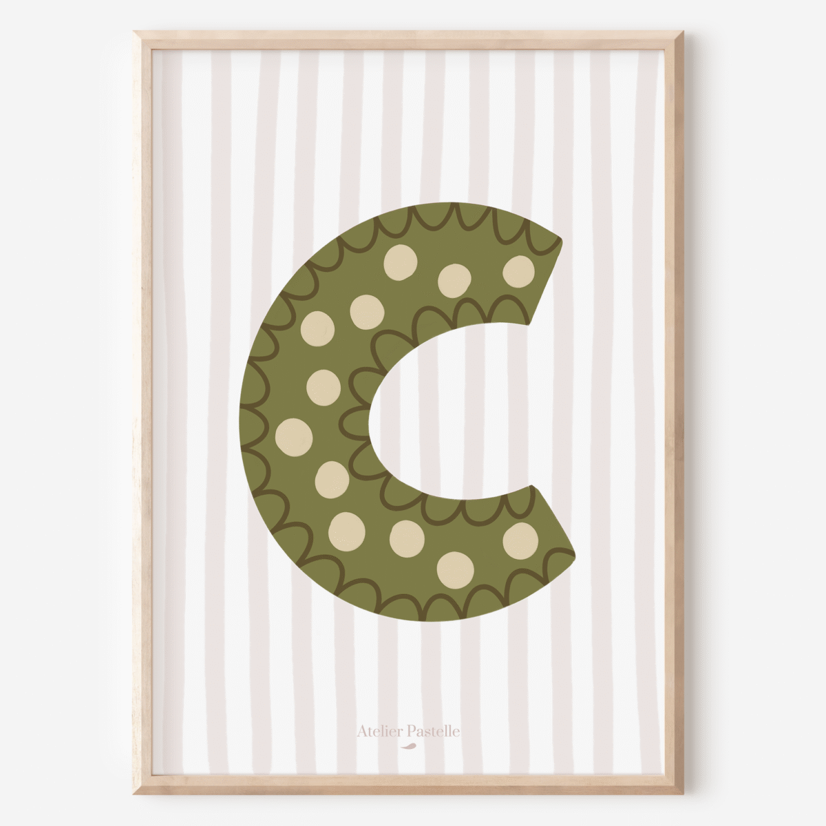 Affiche lettre C motif pois vert - collection Les Petites Initiales