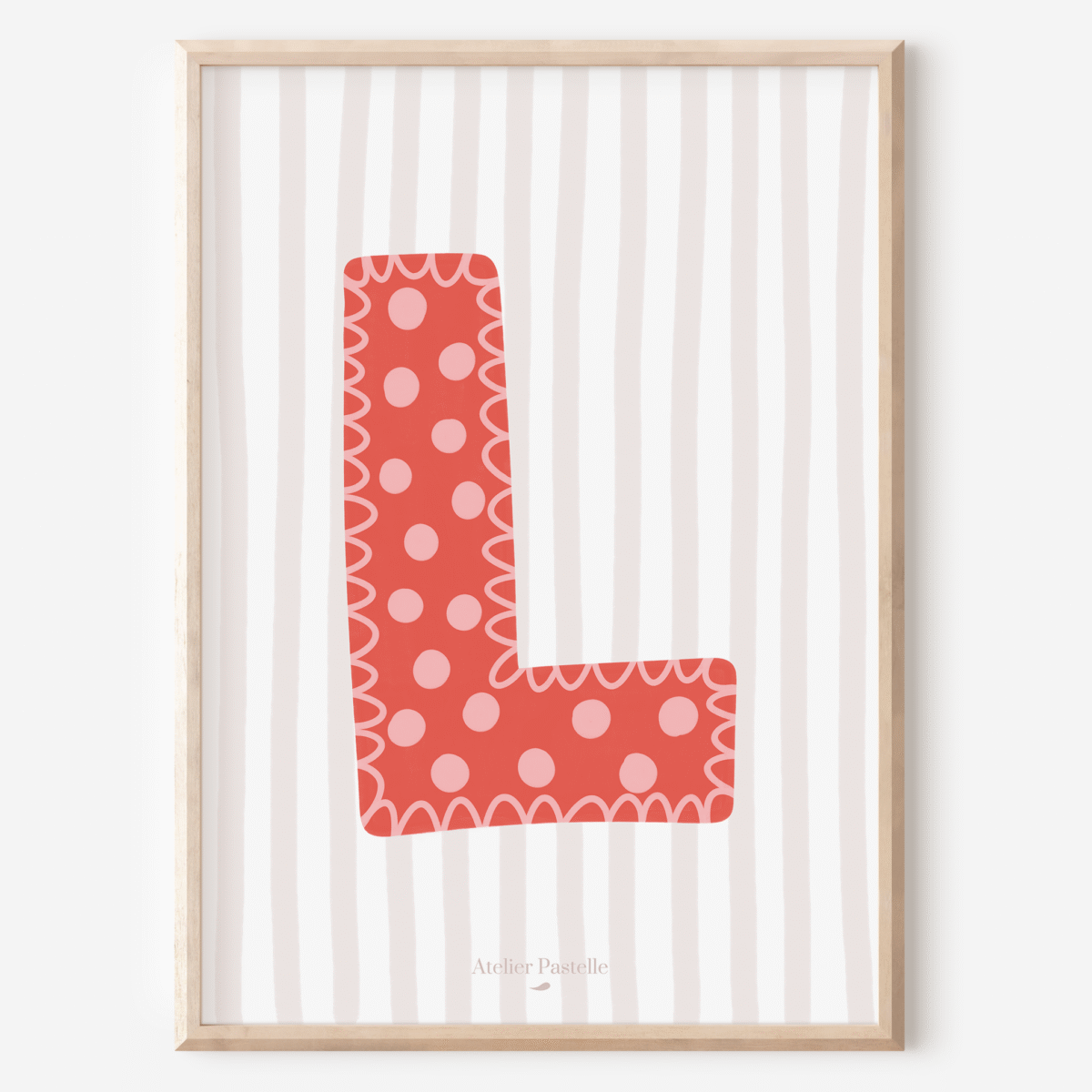 Affiche lettre L motif pois rouge - collection Les Petites Initiales