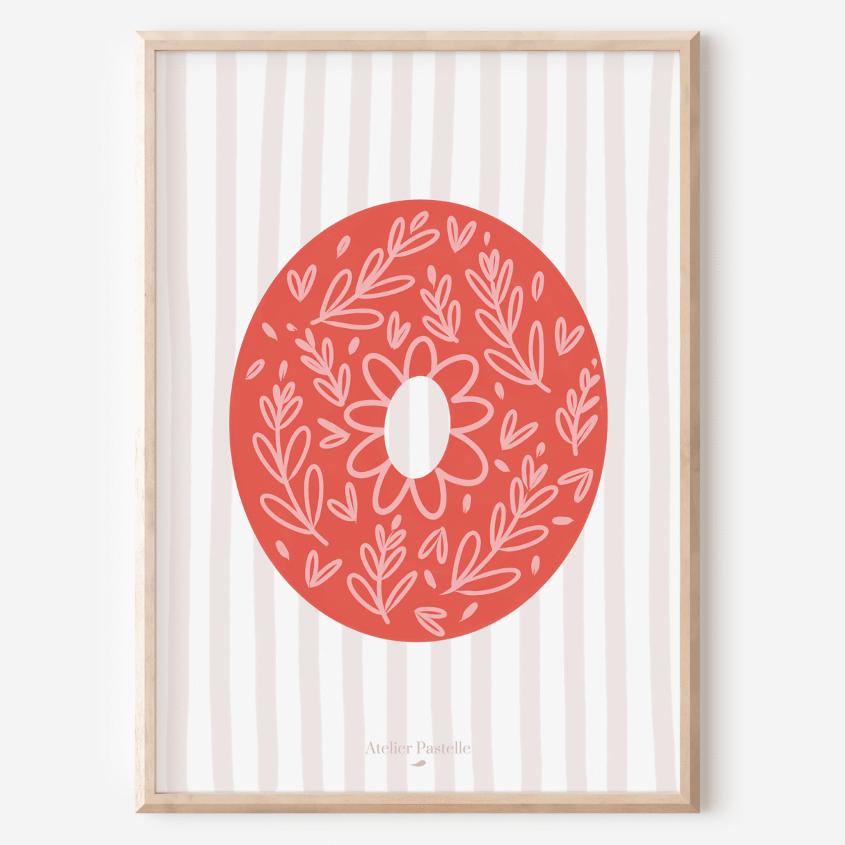 Affiche lettre O motif brindilles rouge - collection Les Petites Initiales