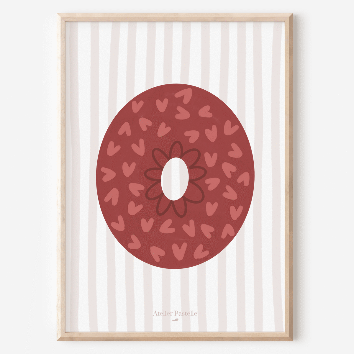 Affiche lettre O motif coeurs bordeaux - collection Les Petites Initiales
