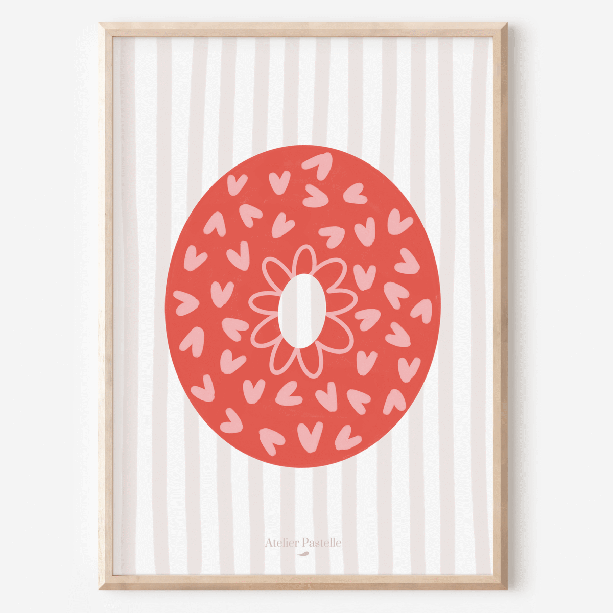 Affiche lettre O motif coeurs rouge - collection Les Petites Initiales