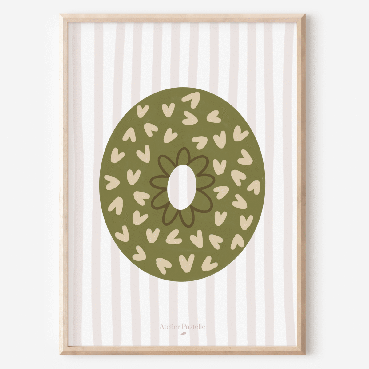 Affiche lettre O motif coeurs vert - collection Les Petites Initiales