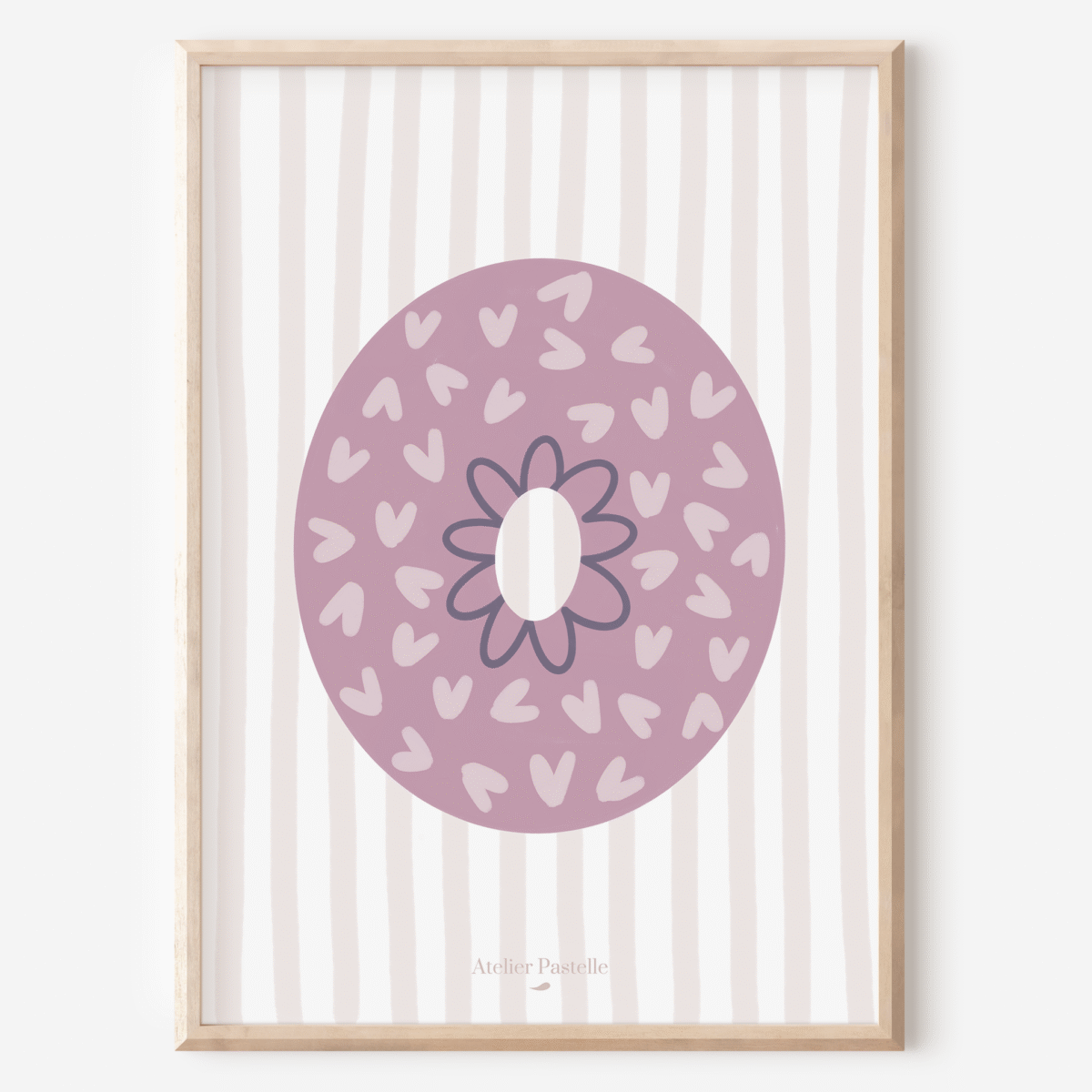 Affiche lettre O motif coeurs violet - collection Les Petites Initiales