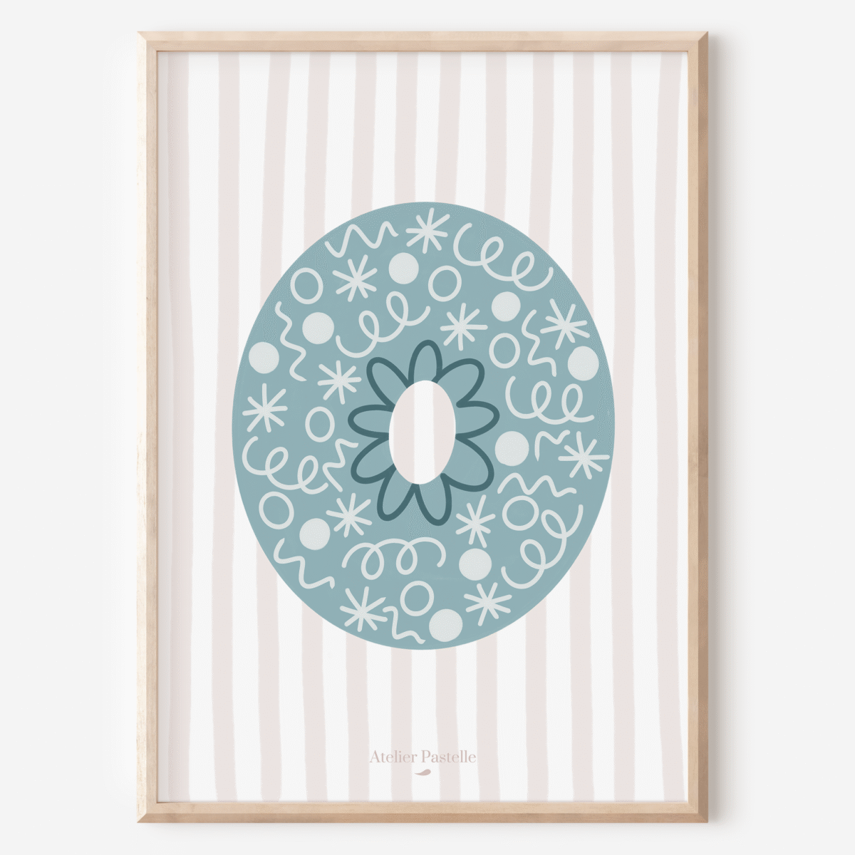 Affiche lettre O motif confettis bleu clair - collection Les Petites Initiales