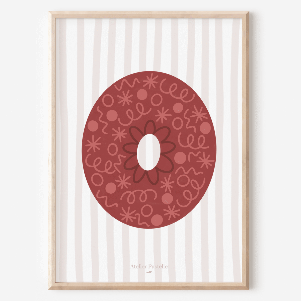 Affiche lettre O motif confettis bordeaux - collection Les Petites Initiales