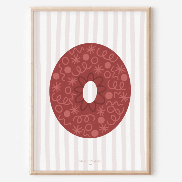 Affiche lettre O motif confettis bordeaux - collection Les Petites Initiales