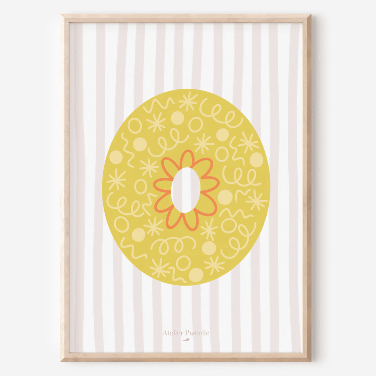 Affiche lettre O motif confettis jaune - collection Les Petites Initiales