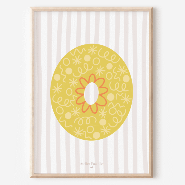 Affiche lettre O motif confettis jaune - collection Les Petites Initiales