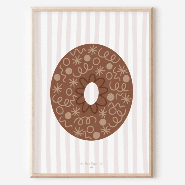 Affiche lettre O motif confettis marron - collection Les Petites Initiales