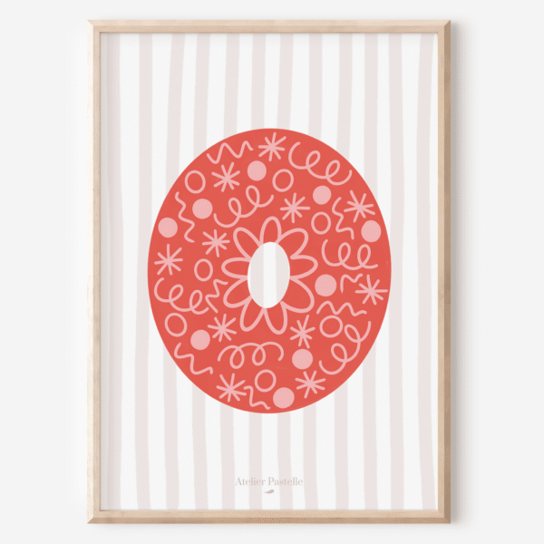 Affiche lettre O motif confettis rouge - collection Les Petites Initiales