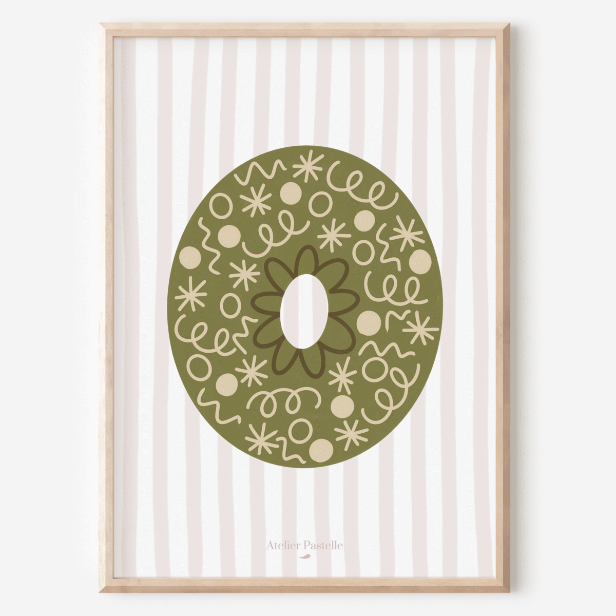 Affiche lettre O motif confettis vert - collection Les Petites Initiales
