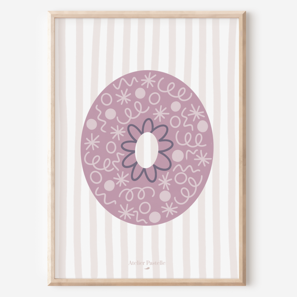 Affiche lettre O motif confettis violet - collection Les Petites Initiales