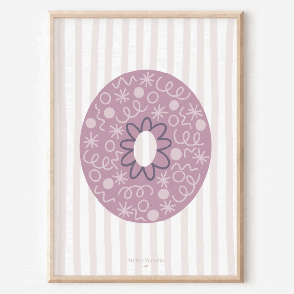 Affiche lettre O motif confettis violet - collection Les Petites Initiales