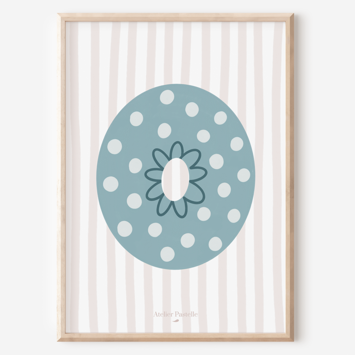 Affiche lettre O motif pois bleu clair - collection Les Petites Initiales