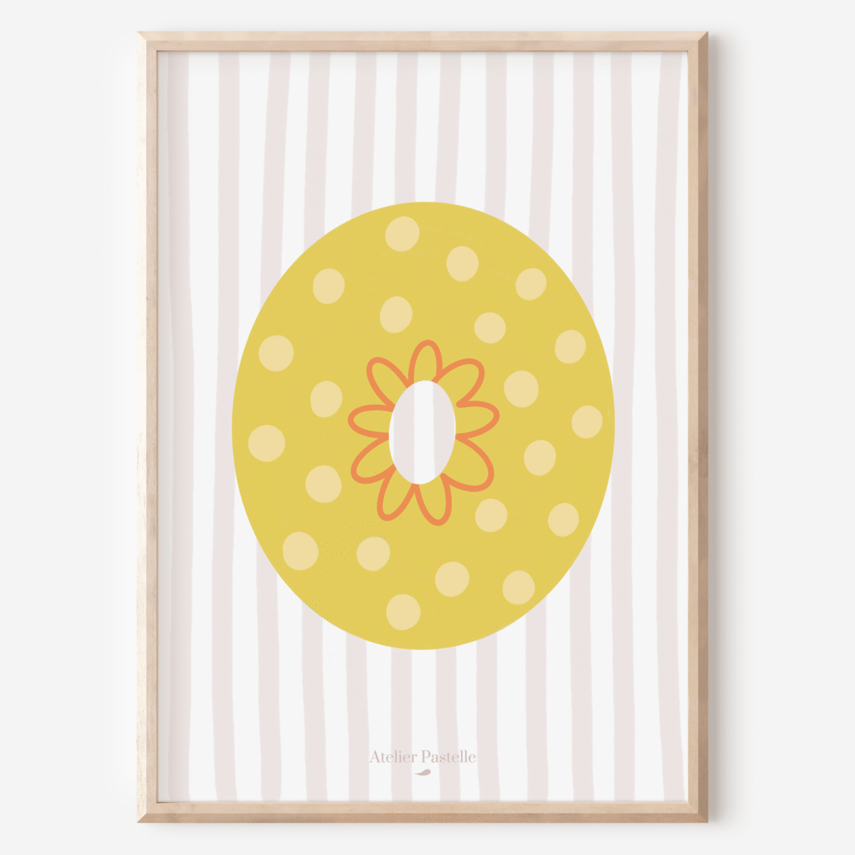 Affiche lettre O motif pois jaune - collection Les Petites Initiales