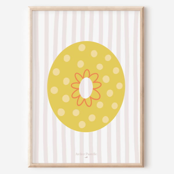 Affiche lettre O motif pois jaune - collection Les Petites Initiales