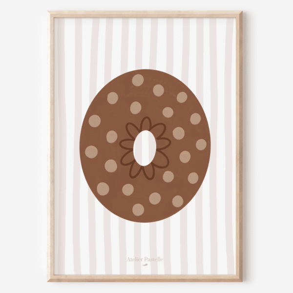 Affiche lettre O motif pois marron - collection Les Petites Initiales