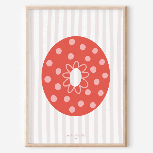 Affiche lettre O motif pois rouge - collection Les Petites Initiales