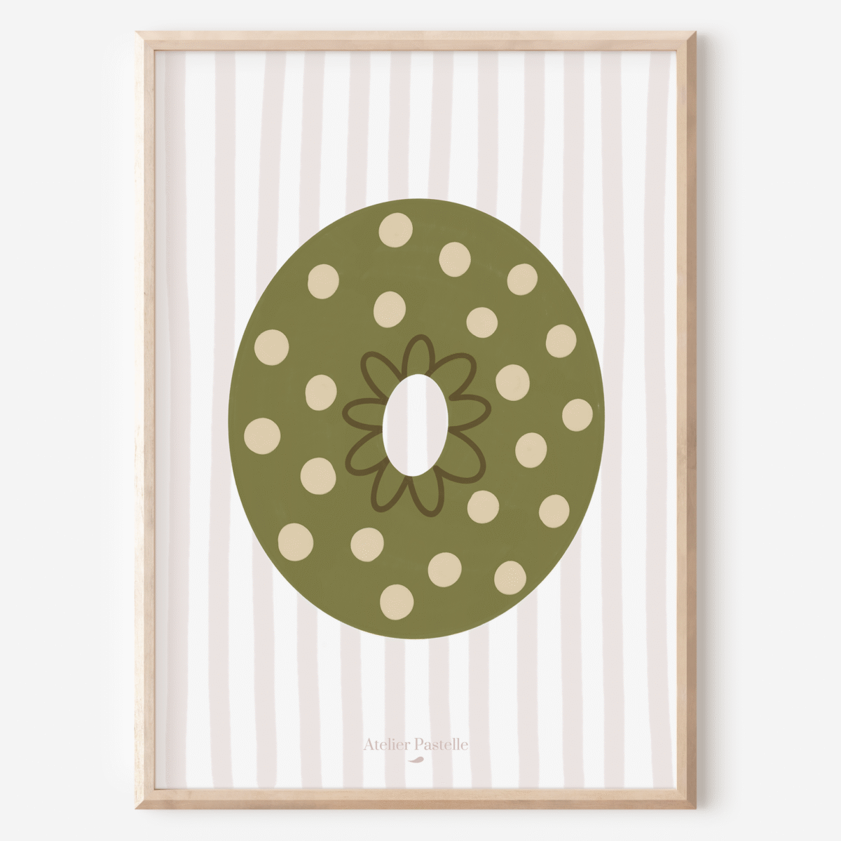 Affiche lettre O motif pois vert - collection Les Petites Initiales