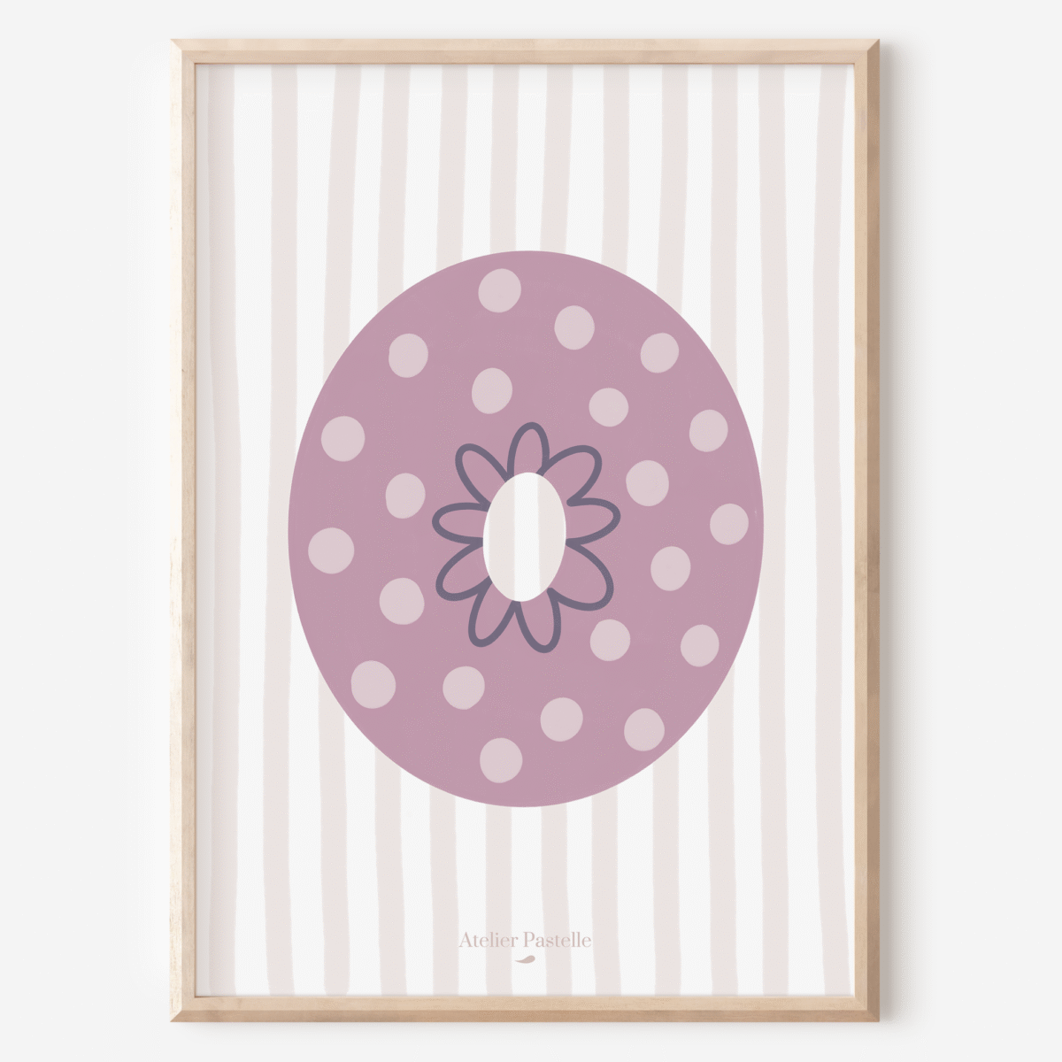 Affiche lettre O motif pois violet - collection Les Petites Initiales