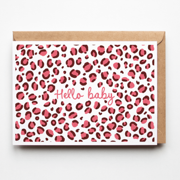 Carte naissance leopard hello baby