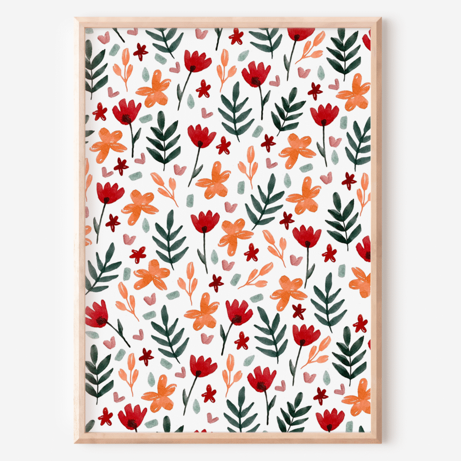 affiche fleurs de printemps aquarelle