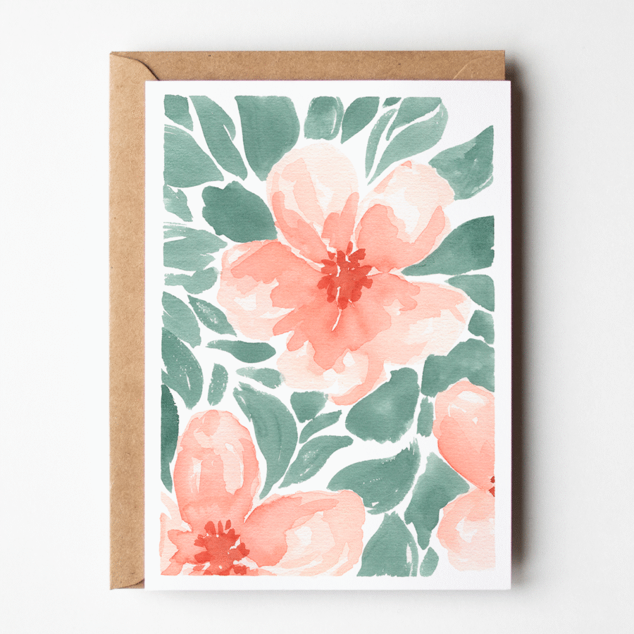 carte de fleurs à l'aquarelle