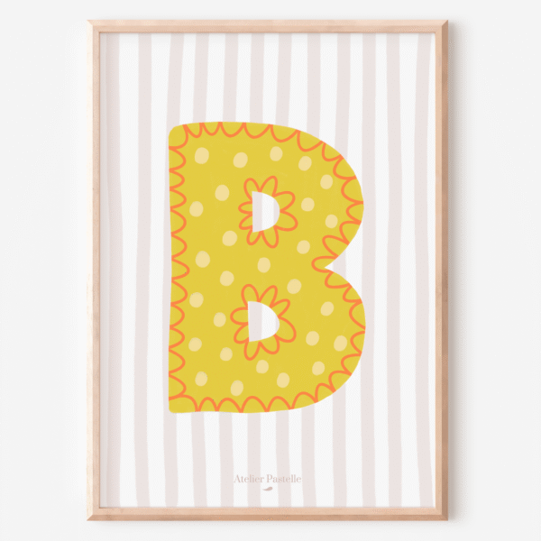affiche lettre B enfant jaune