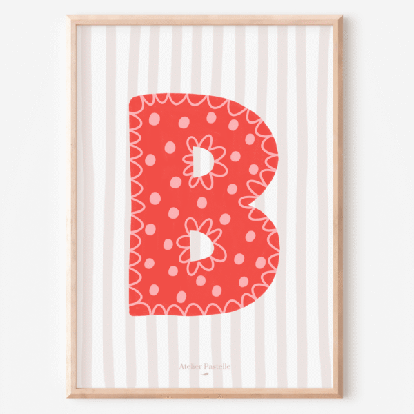 affiche B rouge pour chambre d'enfant