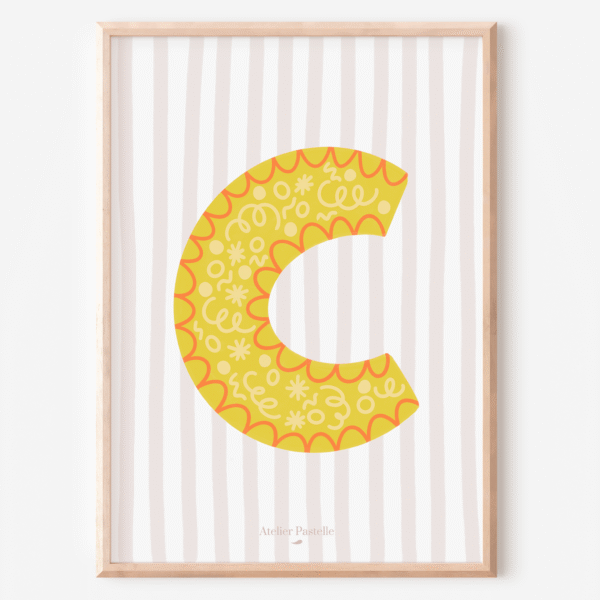 affiche lettre c jaune