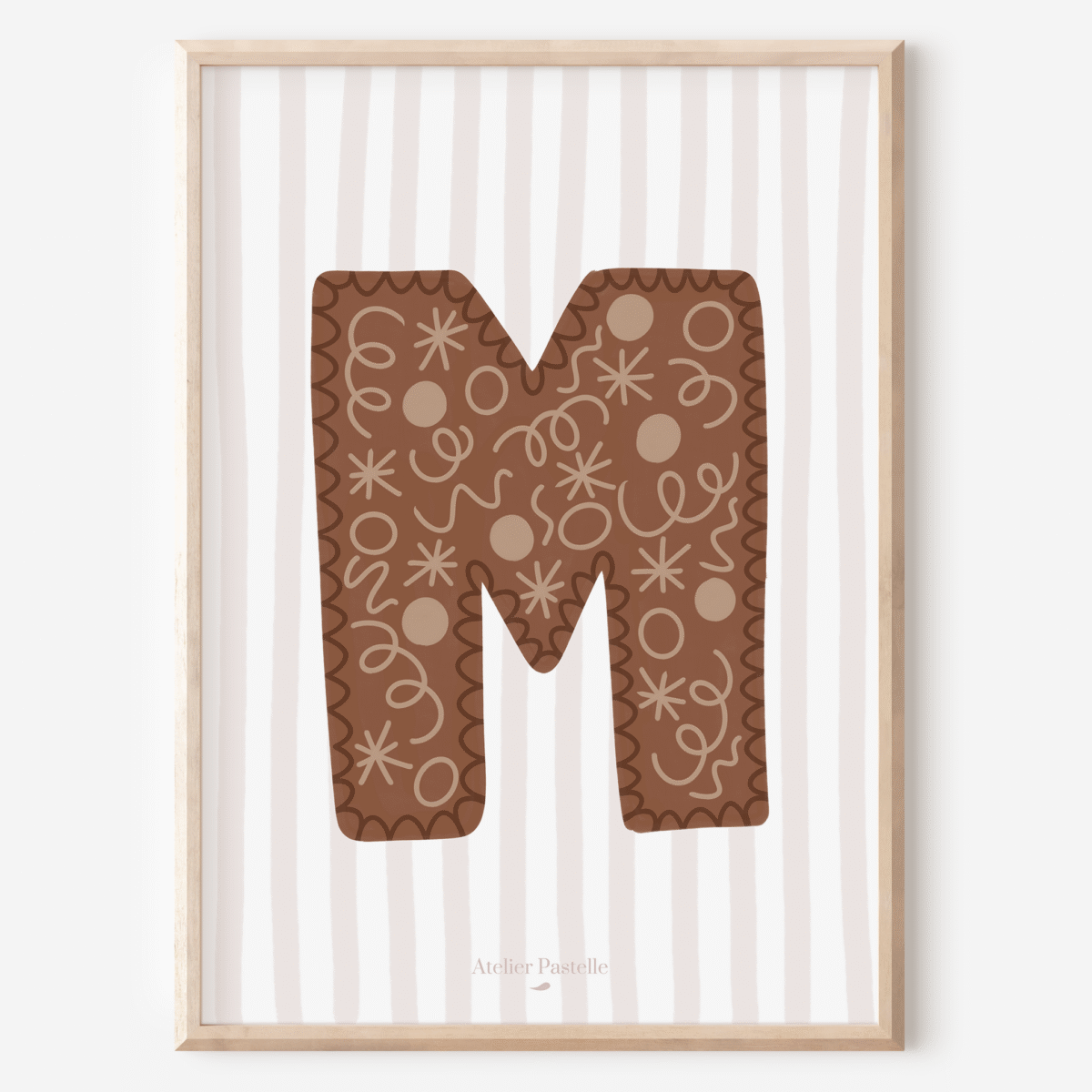 Affiche lettre M motif confettis marron - collection Les Petites Initiales