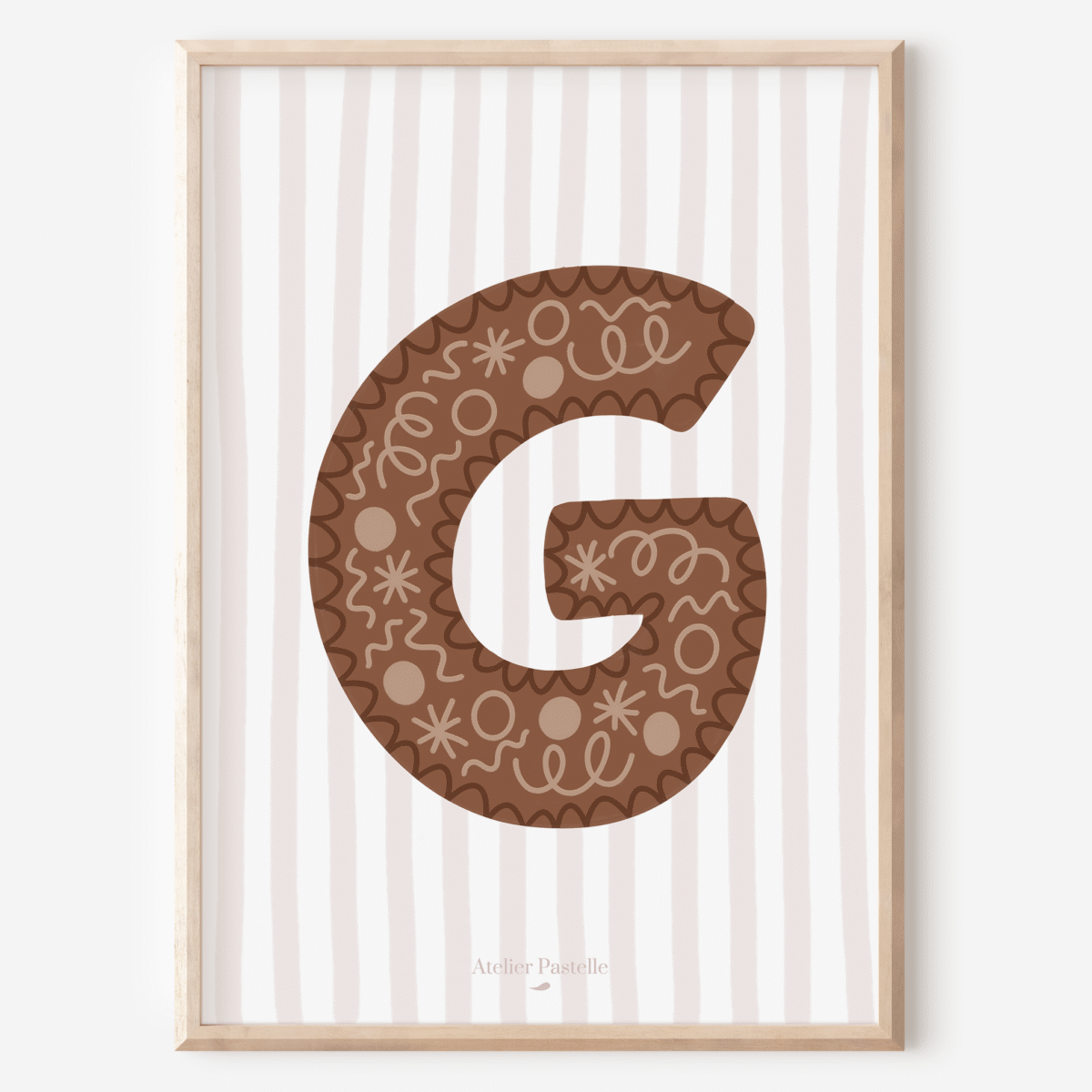 Affiche lettre G motif confettis marron - collection Les Petites Initiales