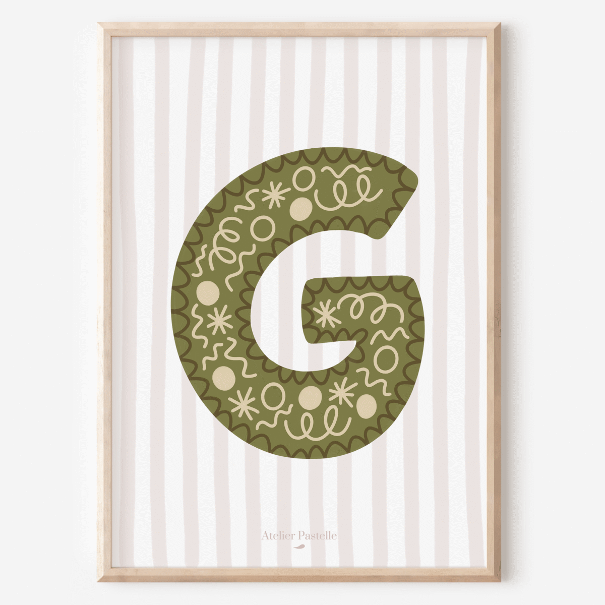 Affiche lettre G motif confettis vert - collection Les Petites Initiales