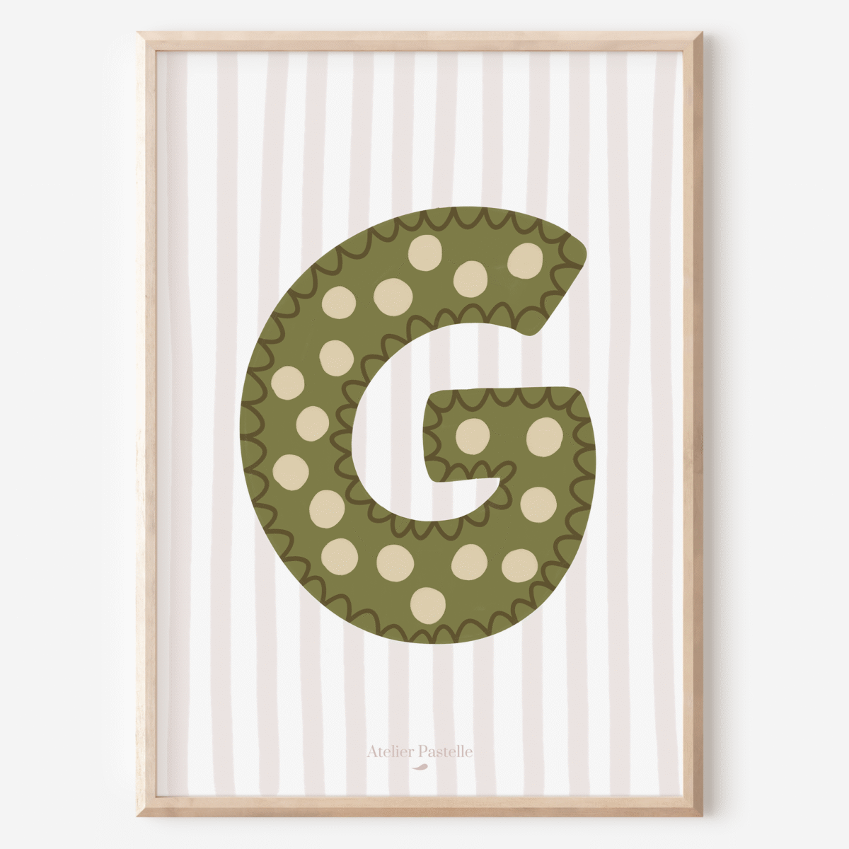 Affiche lettre G motif pois vert - collection Les Petites Initiales